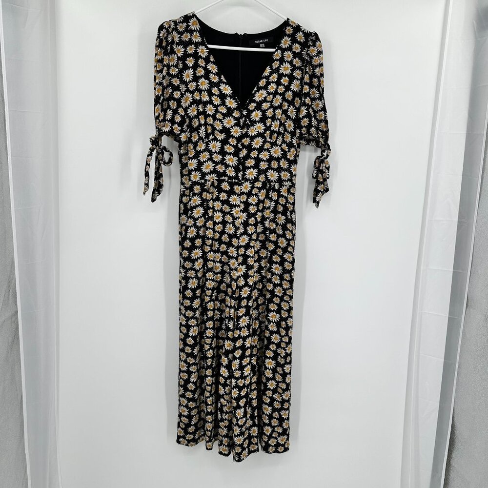 Sugar + L!PS Women's Jumpsuit with short sleeves, White Daisys US size S